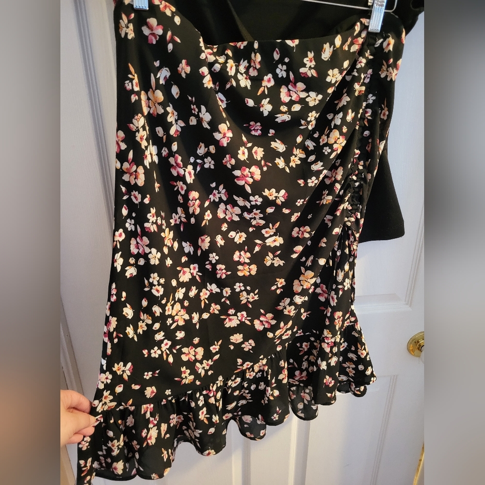 Chic Black Skirt with Floral Accents